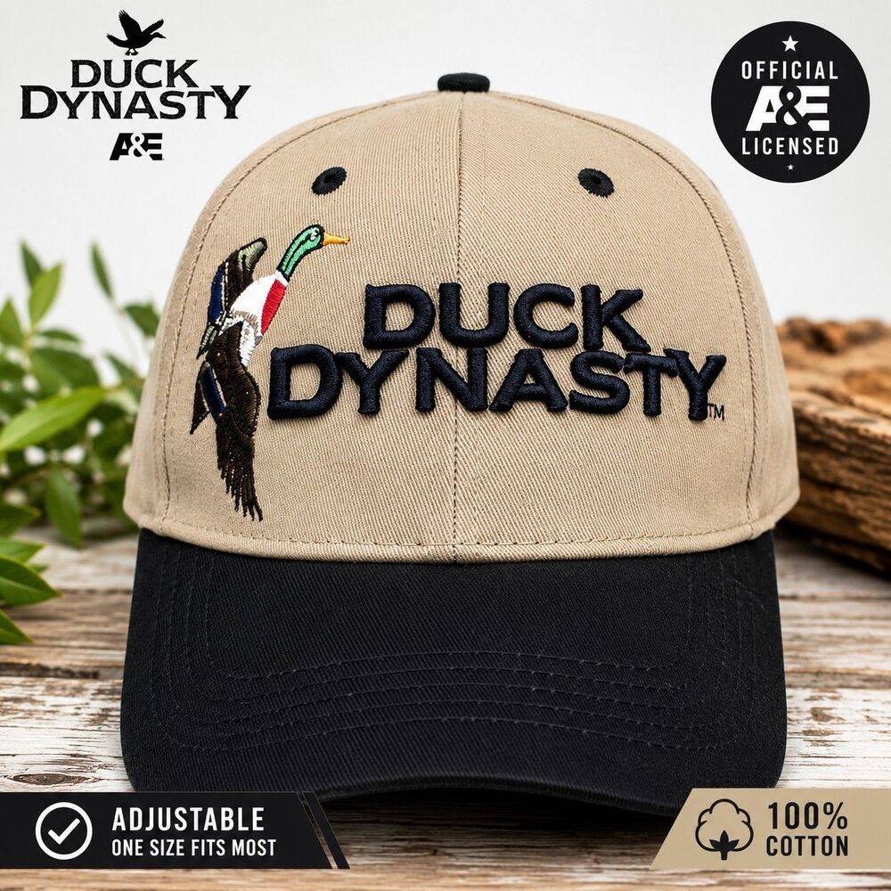 Duck Dynasty A&E Embroidered Adjustable Baseball Cap Hat Khaki Black Hunting